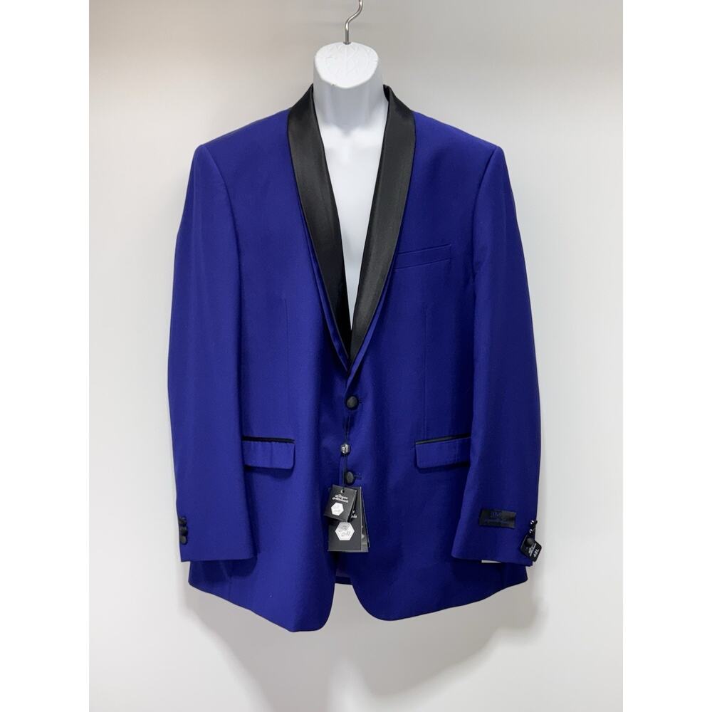 Bryan Michaels Purple Black Tuxedo Suit Jacket Blazer Mens Size 46L NWT